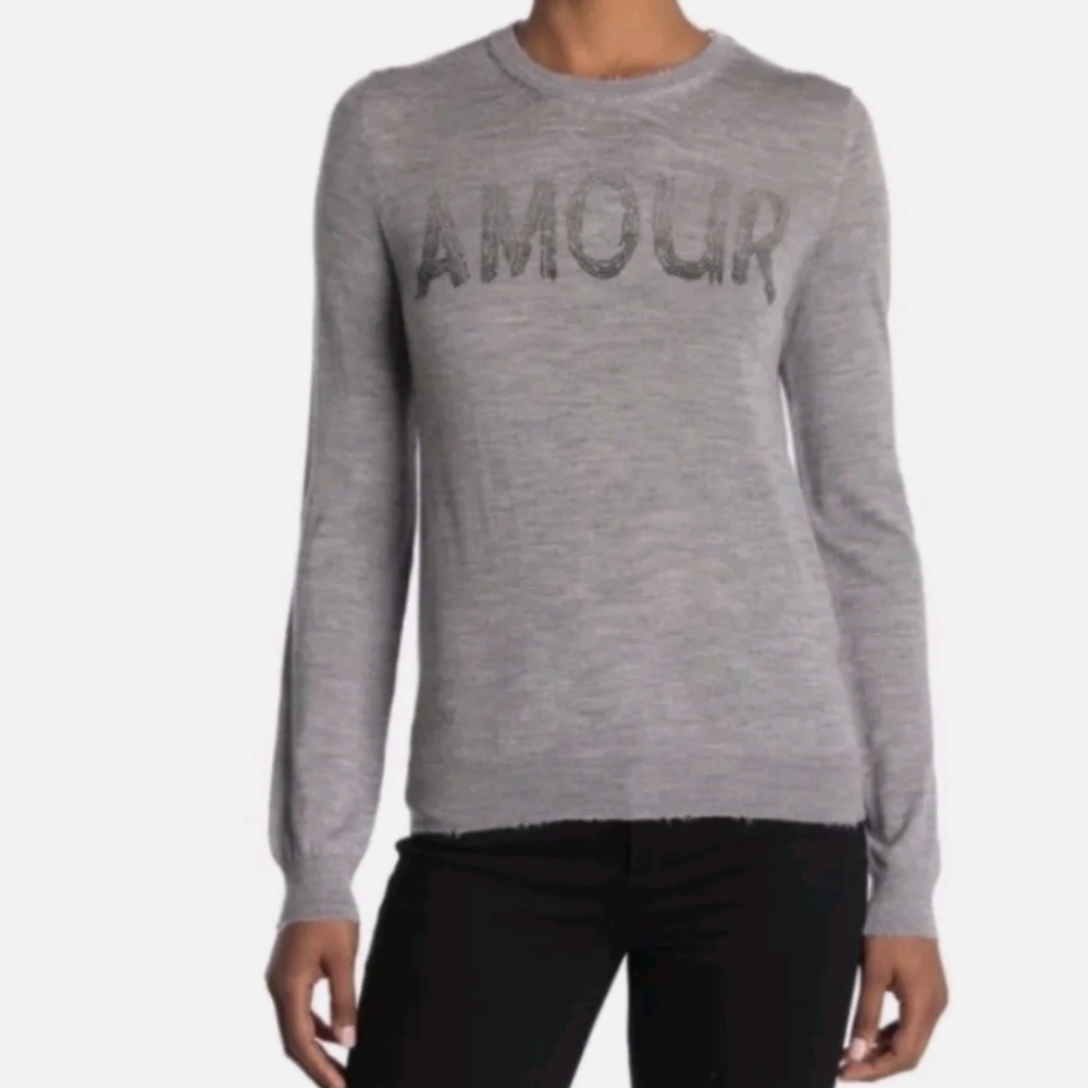NEW Zadig & Voltaire Amour Distress Grey Sweater